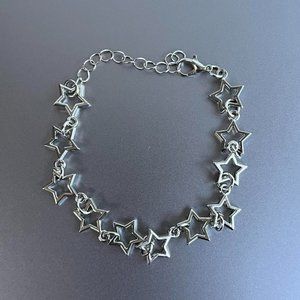 Y2K 2000s style star-stacked cute goth grunge silver bracelet